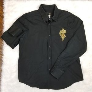 Just Cavalli Men's Size 56 Black Dress Shirt